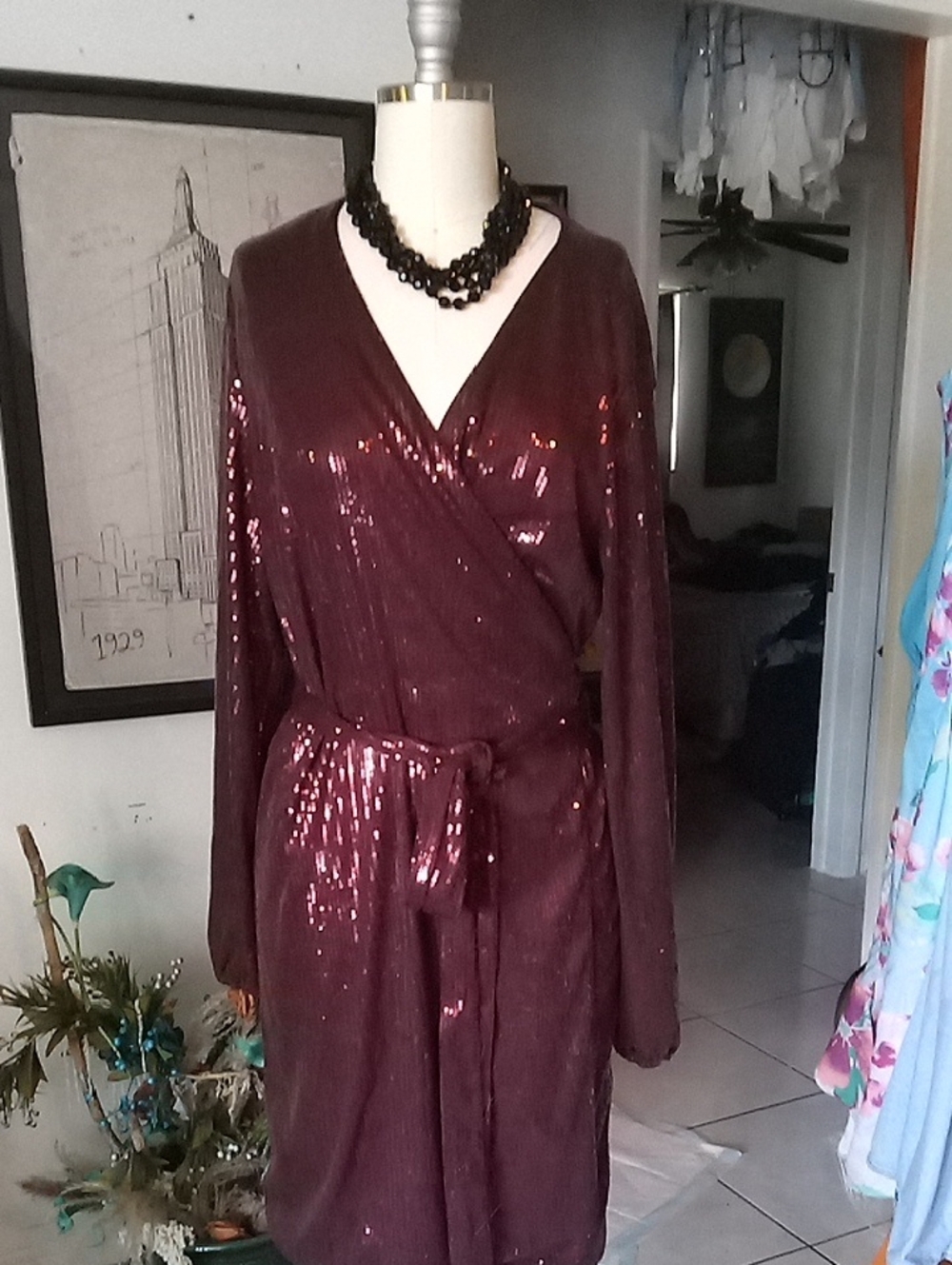 INC International Concepts Sequin Mini Dress in Purple